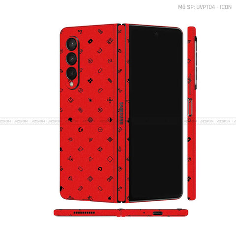 Dán Skin Galaxy Z Fold3 Vân Nổi ICON Đỏ | UVPT04