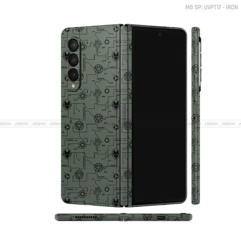 Dán Skin Galaxy Z Fold3 Vân IRON MAN Xanh | UVPT17