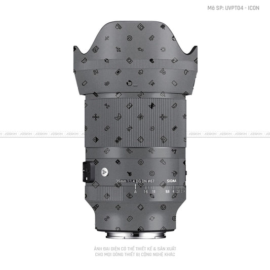 Dán Skin Ống Kính Sigma Vân Nổi Pattern Icon Xám | UVPT04