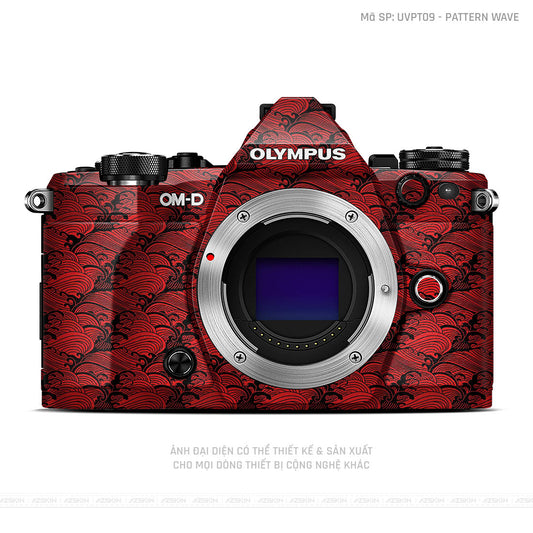 Dán Skin Máy Ảnh Olympus Vân Nổi Pattern Wave Đỏ | UVPT09