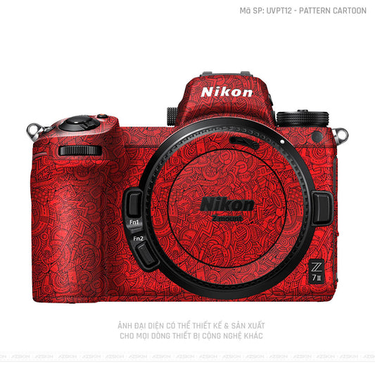 Dán Skin Máy Ảnh Nikon Vân Nổi Pattern Cartoon Đỏ | UVPT12