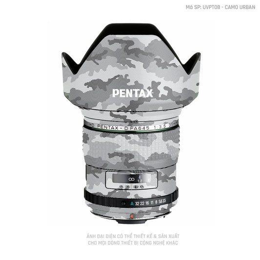Dán Skin Ống Kính Pentax Pattern Camo Urban Trắng | UVPT08