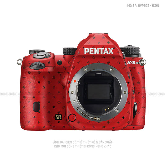 Dán Skin Máy Ảnh Pentax Vân Nổi Pattern Icon Đỏ | UVPT04