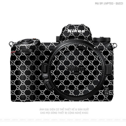Dán Skin Máy Ảnh Nikon Vân Nổi Pattern Gucci Đen Trắng | UVPT03