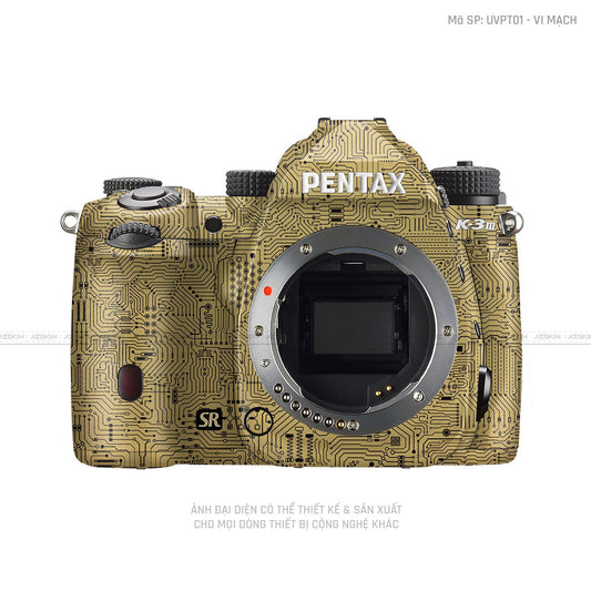 Dán Skin Máy Ảnh Pentax Vân Nổi Vi Mạch Vàng Đồng | UVPT01 - VI MẠCH