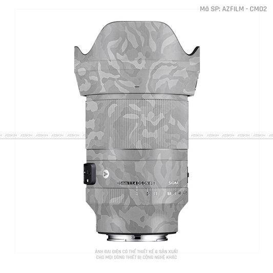 Dán Skin Ống Kính Sigma Vân Nổi Camo Xám | CM02