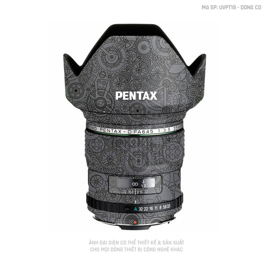 Dán Skin Ống Kính Pentax Vân Động Cơ Xám | UVPT18