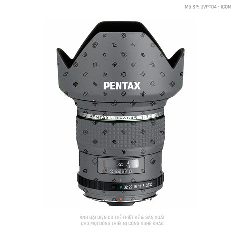 Dán Skin Ống Kính Pentax Vân Nổi Pattern ICon Xám | UVPT04