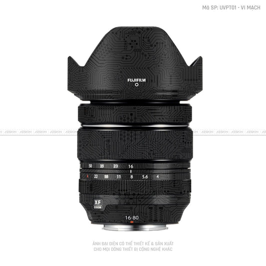 Dán Skin Ống Kính Fujifilm Vân Nổi Vi Mạch Đen | UVPT01