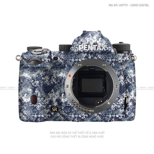 Dán Skin Máy Ảnh Pentax Vân Nổi Camo Digital Xanh | UVPT11