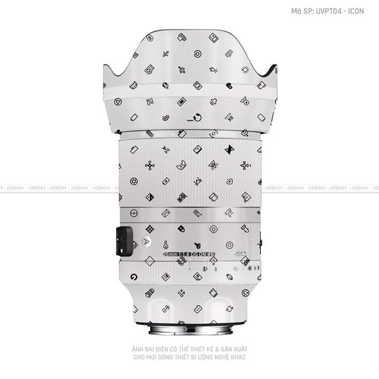 Dán Skin Ống Kính Sigma Vân Nổi Pattern Icon Trắng | UVPT04