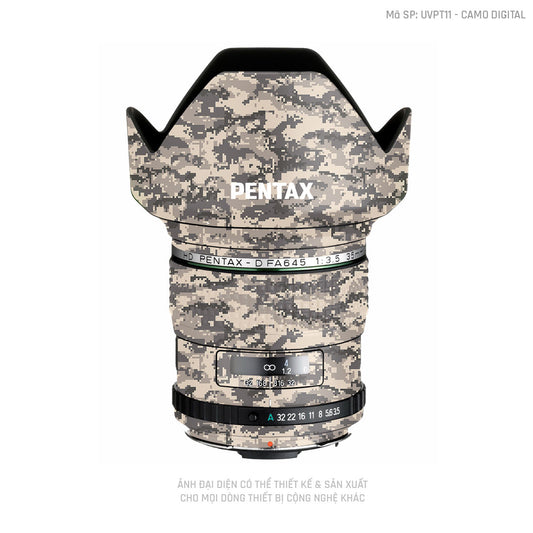 Dán Skin Ống Kính Pentax Vân Nổi Camo Digital Vàng Cát | UVPT11