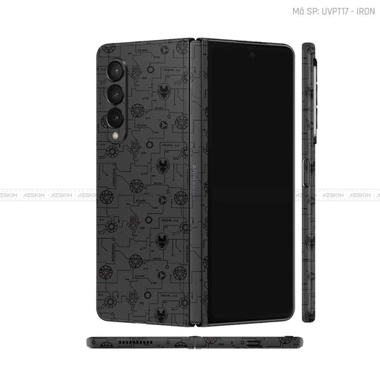 Dán Skin Galaxy Z Fold4 Vân Pattern IRonman Đen | UVPT17