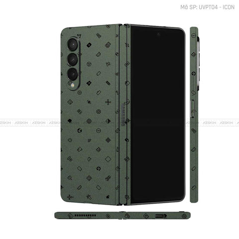 Dán Skin Galaxy Z Fold3 Vân Nổi ICON Xanh | UVPT04