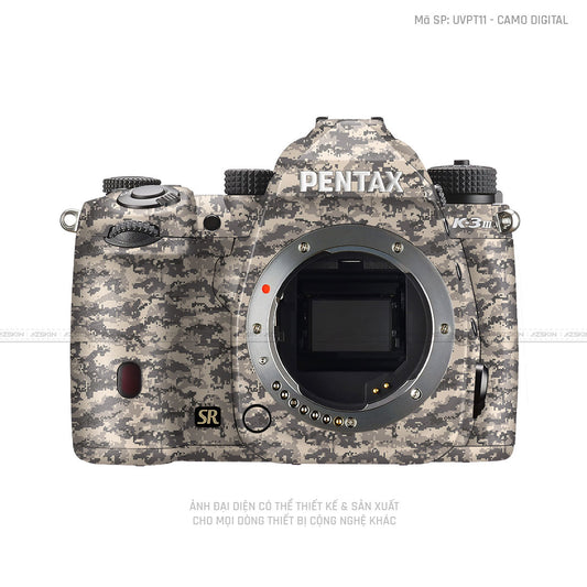 Dán Skin Máy Ảnh Pentax Vân Nổi Camo Digital Vàng Cát | UVPT11