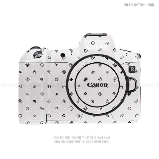 Dán Skin Máy Ảnh Canon Vân Nổi ICON Trắng| UVPT04