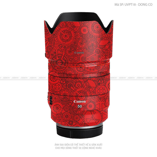 Dán Skin Ống Kính Canon Vân Nổi Động Cơ Đỏ | UVPT18