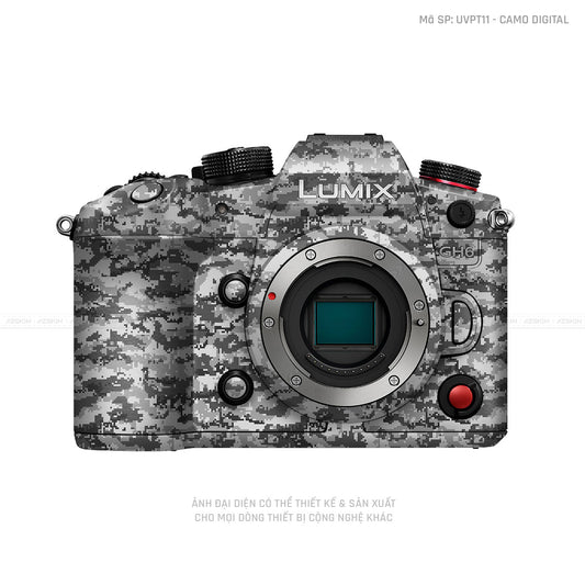 Dán Skin Máy Ảnh Lumix Vân Nổi Camo Digital Xám | UVPT11