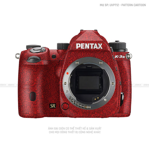 Dán Skin Máy Ảnh Pentax Vân Nổi Pattern Cartoon Đỏ | UVPT12
