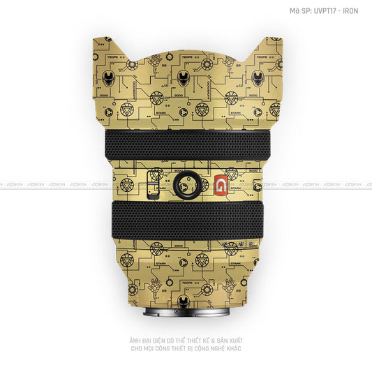 Dán Skin Ống Kính Sony Vân Nổi Pattern IRonman Vàng | UVPT17