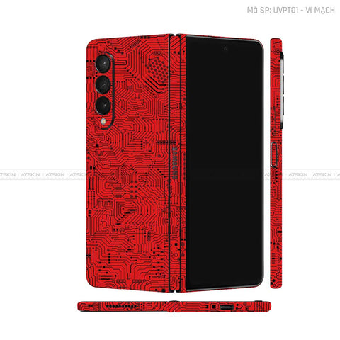Dán Skin Galaxy Z Fold3 Vân Vi Mạch Đỏ | UVPT01