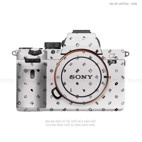 Dán Skin Máy Ảnh Sony Vân Icon Trắng | UVPT04