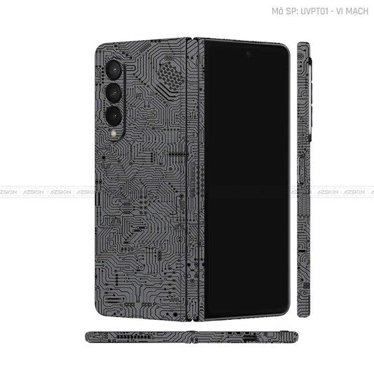 Dán Skin Galaxy Z Fold5 Vân Nổi Vi Mạch Xám | UVPT01