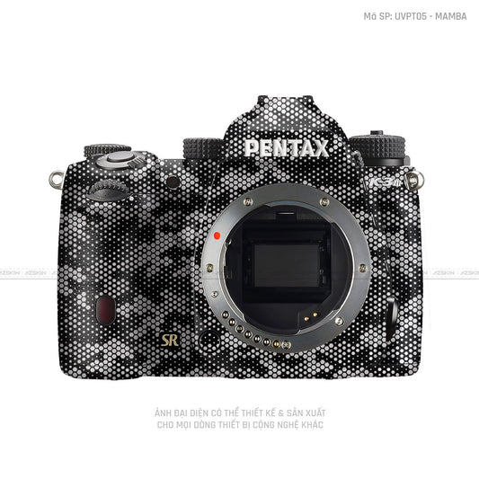 Dán Skin Máy Ảnh Pentax Vân Nổi Mamba Trắng | UVPT05