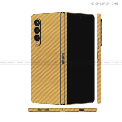 Dán Skin Galaxy Z Fold3 Vân Carbon Vàng Đồng | AZFILM - CA02