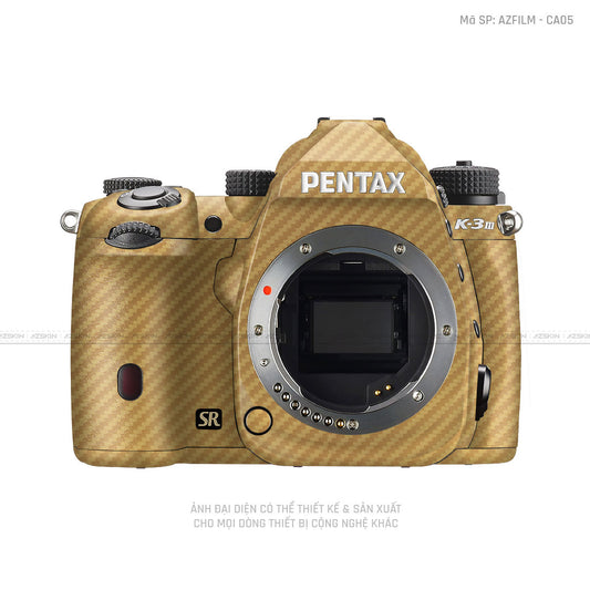 Dán Skin Máy Ảnh Pentax Vân Nổi Carbon Vàng  | AZFILM - CA05