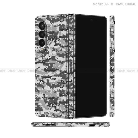 Dán Skin Galaxy Z Fold4 Vân Nổi Camo Digital Xám | UVPT11