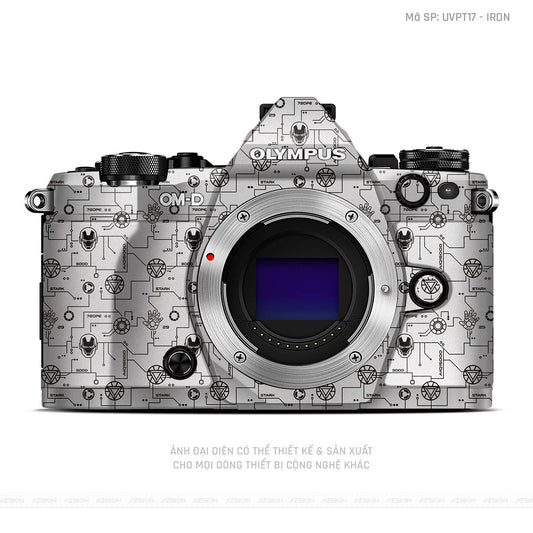 Dán Skin Máy Ảnh Olympus Vân Pattern IRonman Trắng | UVPT17