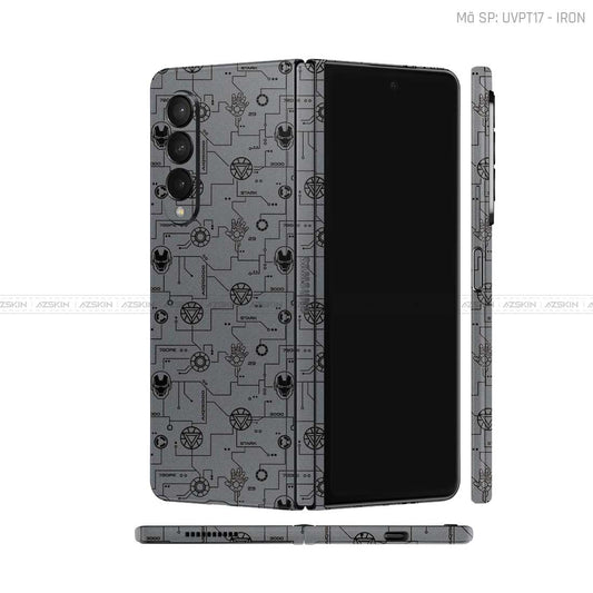 Dán Skin Galaxy Z Fold3 Vân IRON MAN Xám | UVPT17