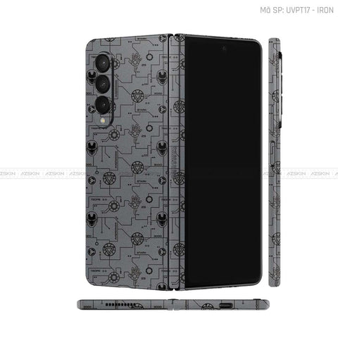 Dán Skin Galaxy Z Fold3 Vân IRON MAN Xám | UVPT17