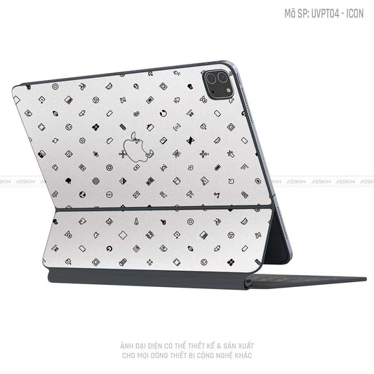 Dán Skin Magic Keyboard Vân ICON Trắng | UVPT04