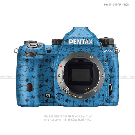 Dán Skin Máy Ảnh Pentax Vân Nổi Pattern Ironman Xanh Biển | UVPT17