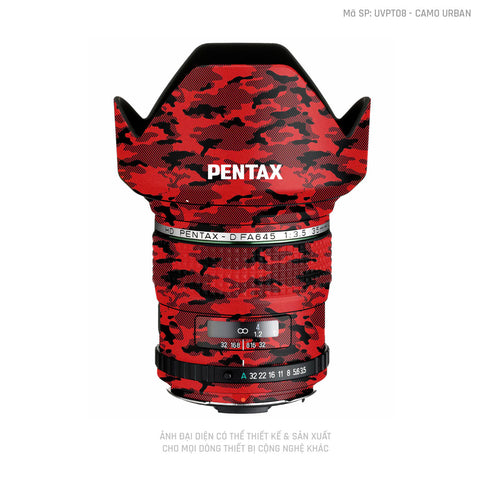 Dán Skin Ống Kính Pentax Pattern Camo Urban Đỏ | UVPT08