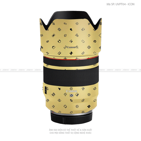 Dán Skin Ống Kính Canon Vân Nổi Pattern ICon Vàng Đồng | UVPT04