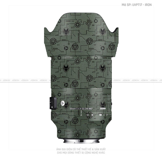 Dán Skin Ống Kính Sigma Vân Nổi Pattern Ironman Xanh Midnight | UVPT17