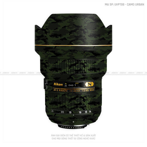 Dán Skin Ống Kính Nikon Vân Nổi Camo Urban Xanh | UVPT08