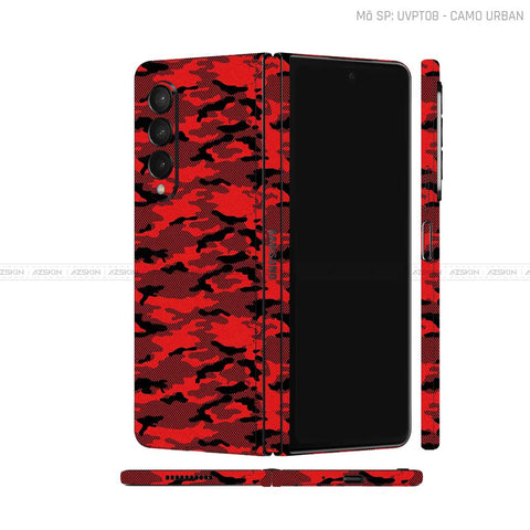 Dán Skin Galaxy Z Fold3 Vân Pattern Camo Urban Đỏ | UVPT08