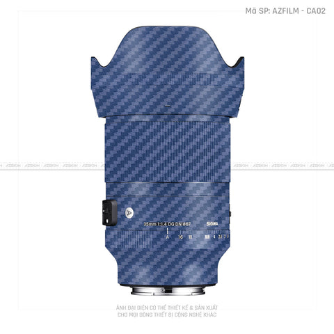 Dán Skin Ống Kính Sigma Màu Nổi Carbon Xanh | AZFILM - CA02
