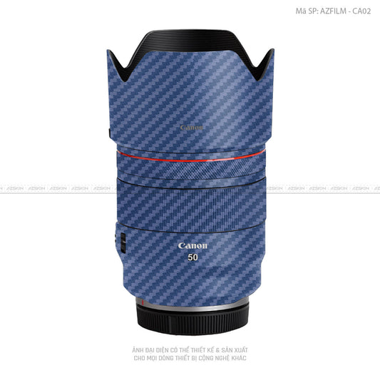 Dán Skin Ống Kính Canon Vân Nổi Carbon Xanh | AZFILM - CA02