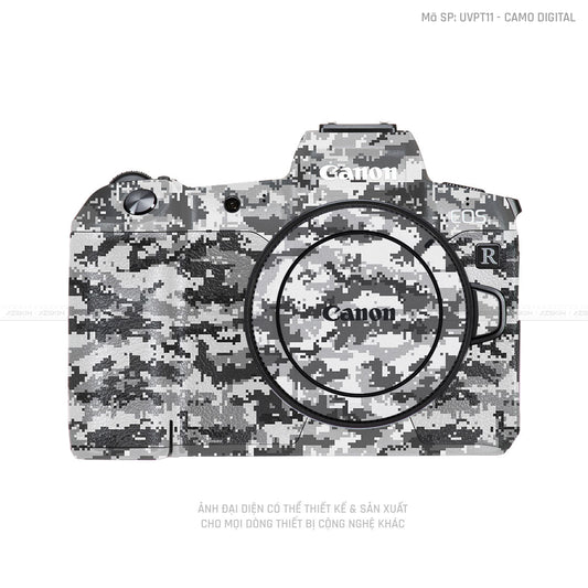 Dán Skin Máy Ảnh Canon Vân Nổi Camo Digital Xám | UVPT11