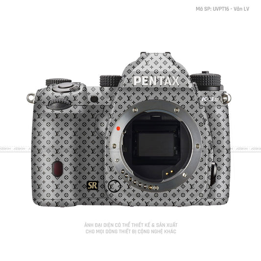 Dán Skin Máy Ảnh Pentax Vân Nổi Pattern LV Bạc | UVPT16
