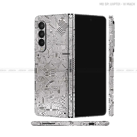 Dán Skin Galaxy Z Fold3 Vân Vi Mạch Trắng | UVPT01