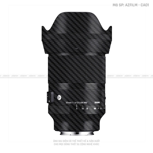 Dán Skin Ống Kính Sigma Màu Nổi Carbon Đen | AZFILM - CA01
