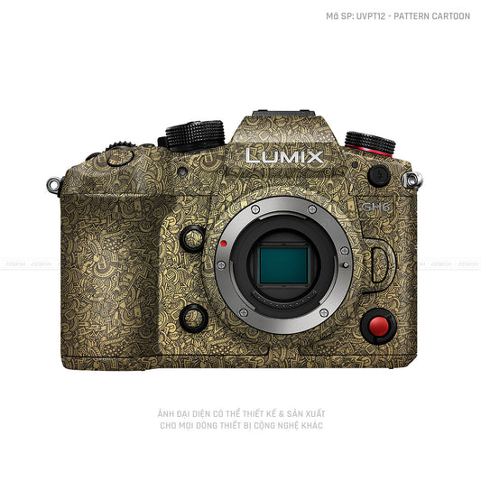 Dán Skin Máy Ảnh Lumix Vân Nổi Pattern Cartoon Vàng Đồng | UVPT12