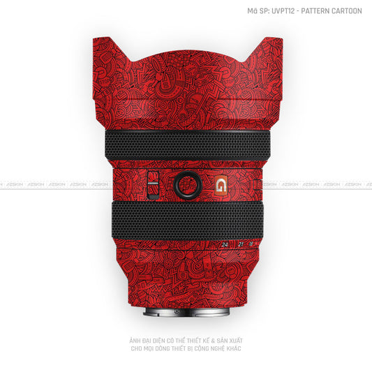 Dán Skin Ống Kính Sony Vân Nổi Pattern Cartoon Đỏ | UVPT12
