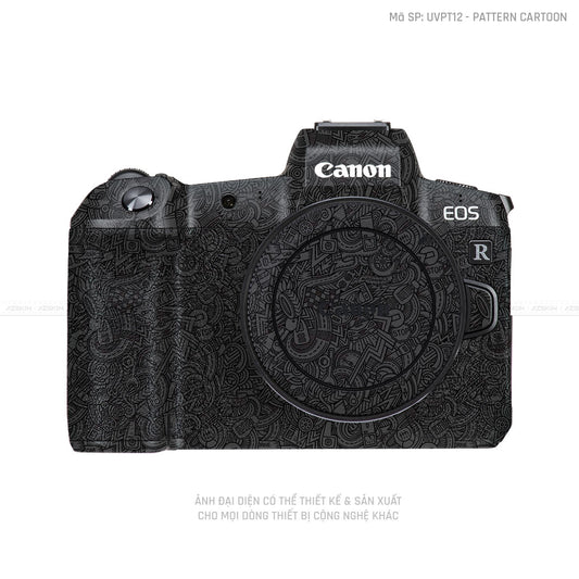 Dán Skin Máy Ảnh Canon Vân Nổi Pattern Cartoon Đen | UVPT12